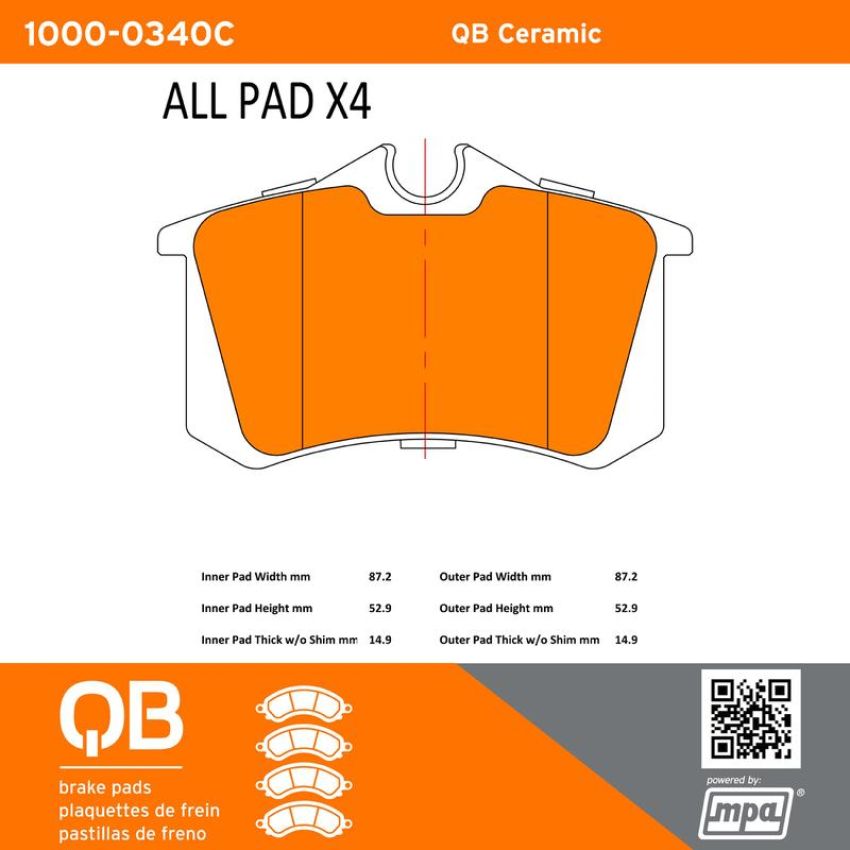 MPA 1000-0340C QB Ceramic Brake Pads
