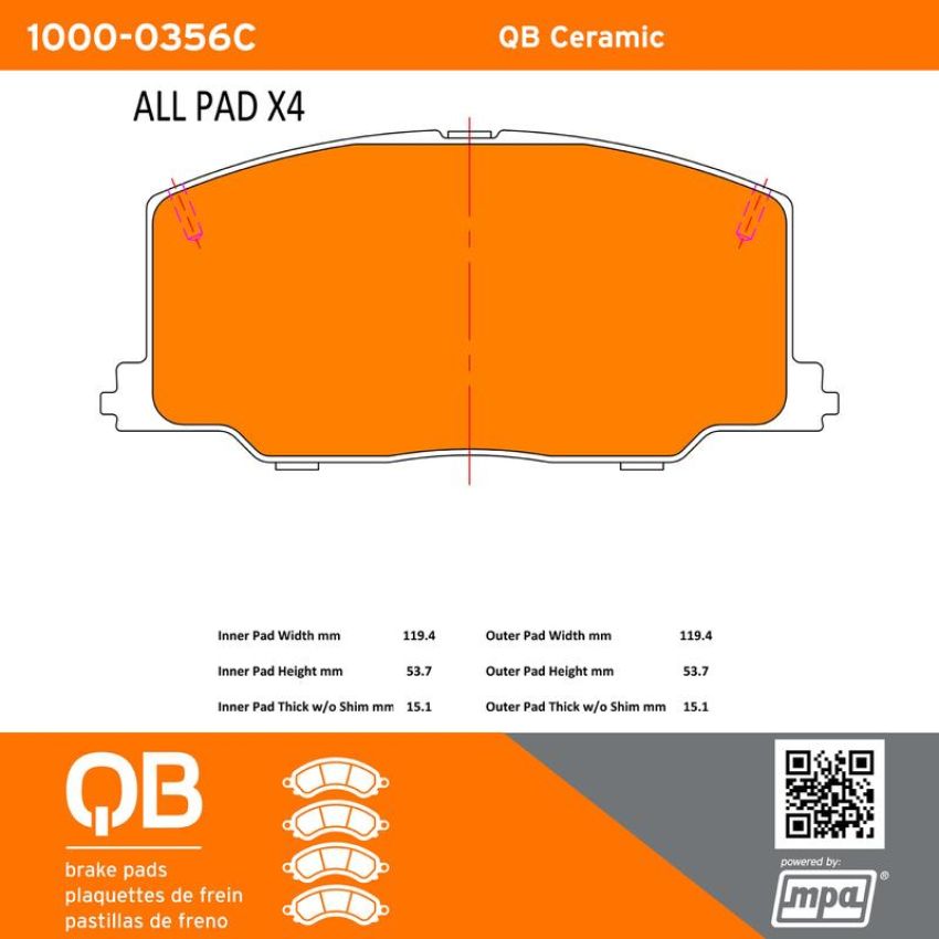 MPA 1000-0356C QB Ceramic Brake Pads