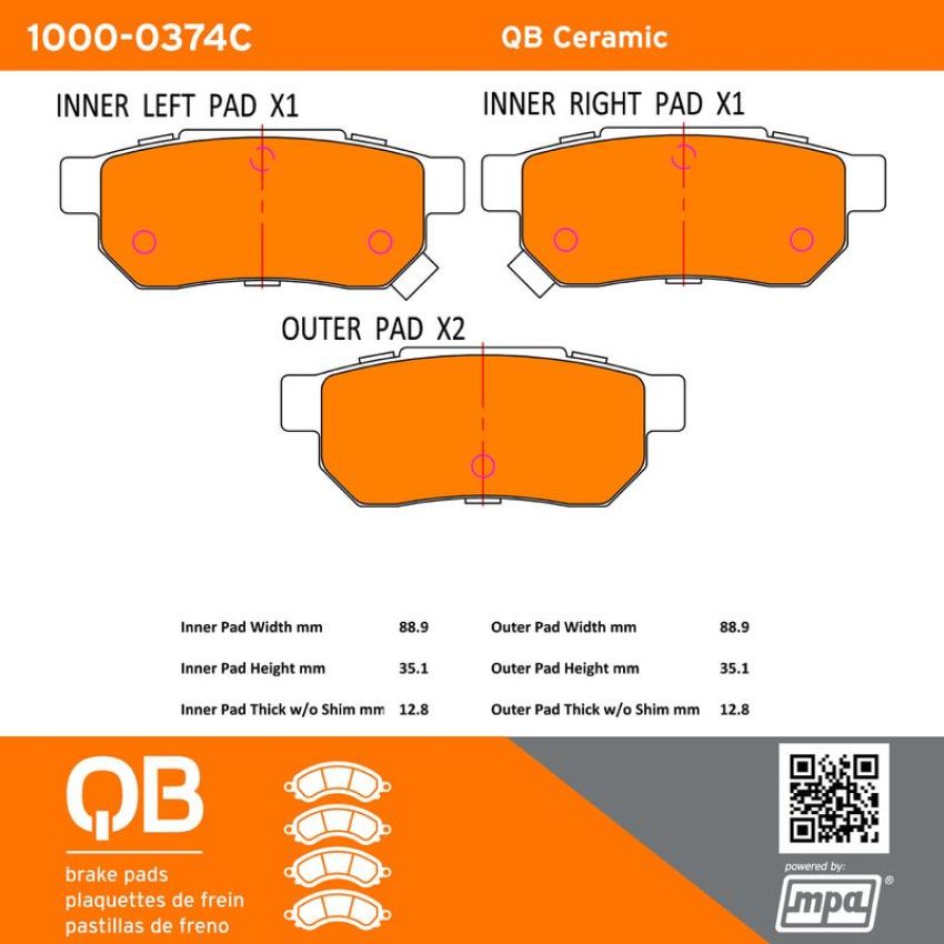 MPA 1000-0374C QB Ceramic Brake Pads
