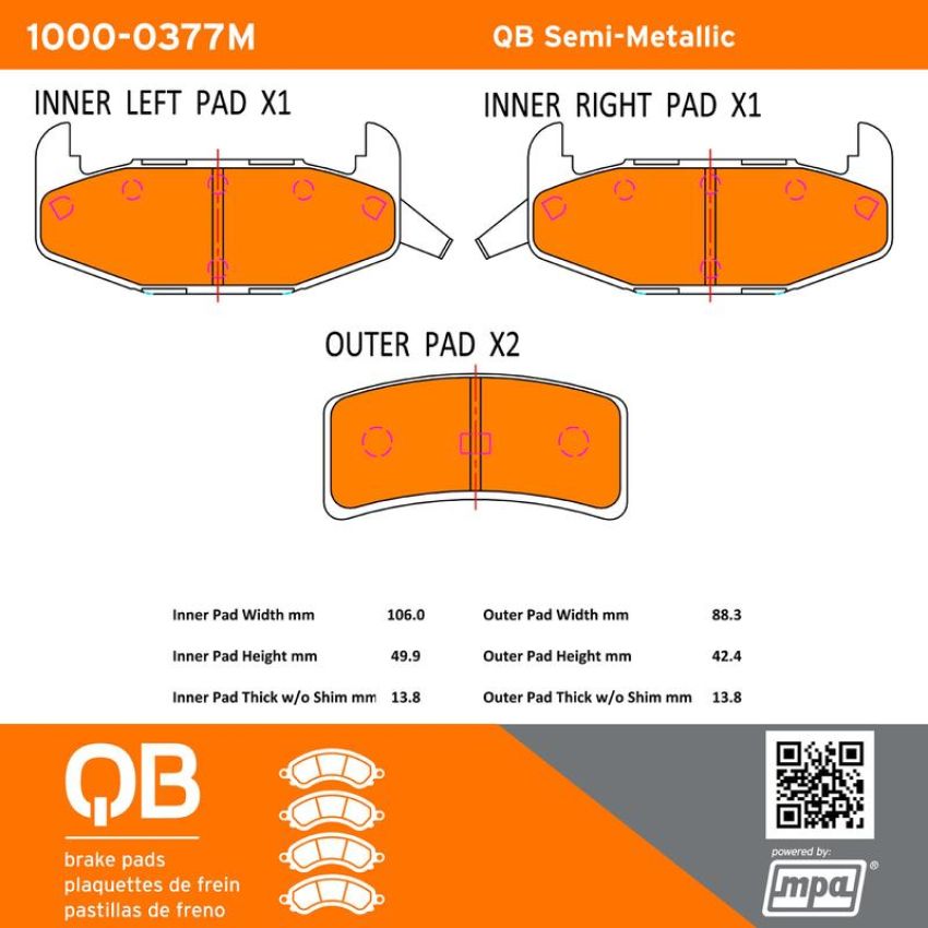 MPA 1000-0377M QB Semi-Metallic Brake Pads