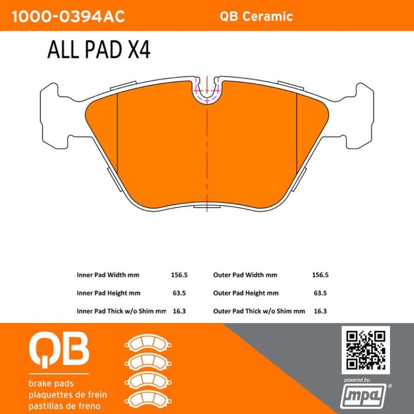 MPA 1000-0394AC QB Ceramic Brake Pads