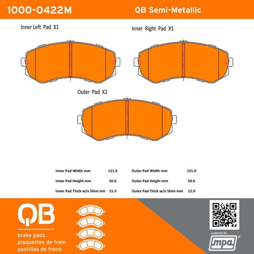 MPA 1000-0422M QB Semi-Metallic Brake Pads