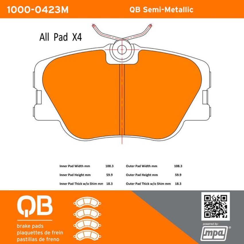 MPA 1000-0423M QB Semi-Metallic Brake Pads