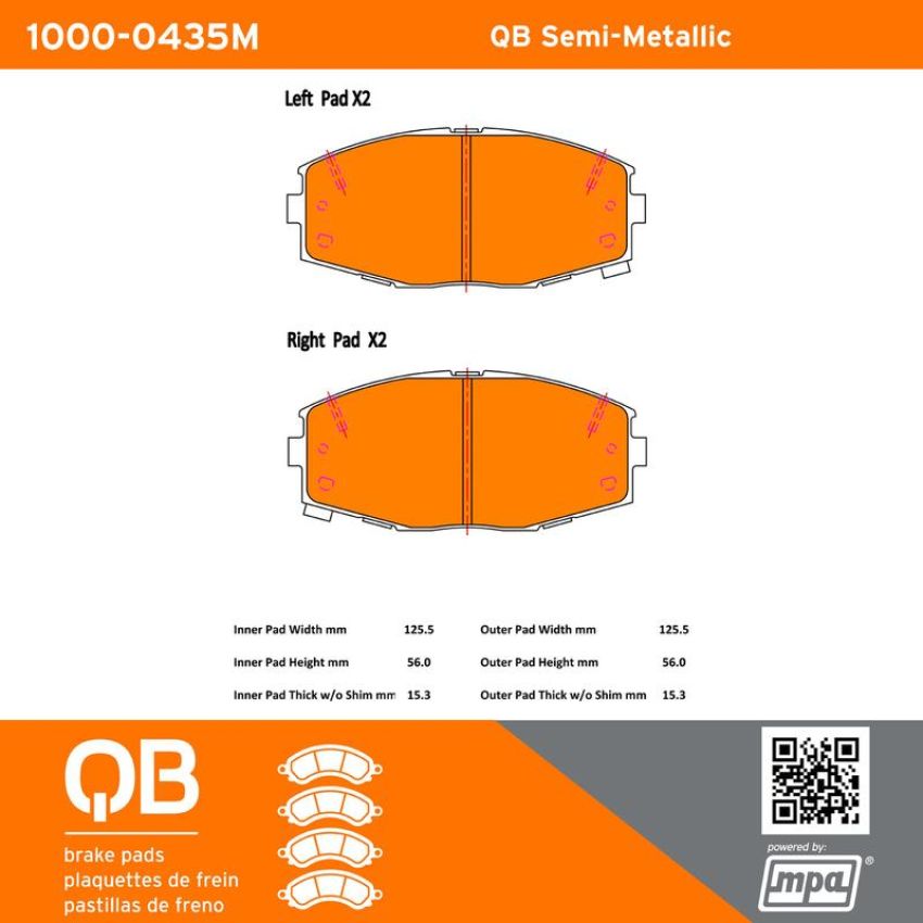 MPA 1000-0435M QB Semi-Metallic Brake Pads