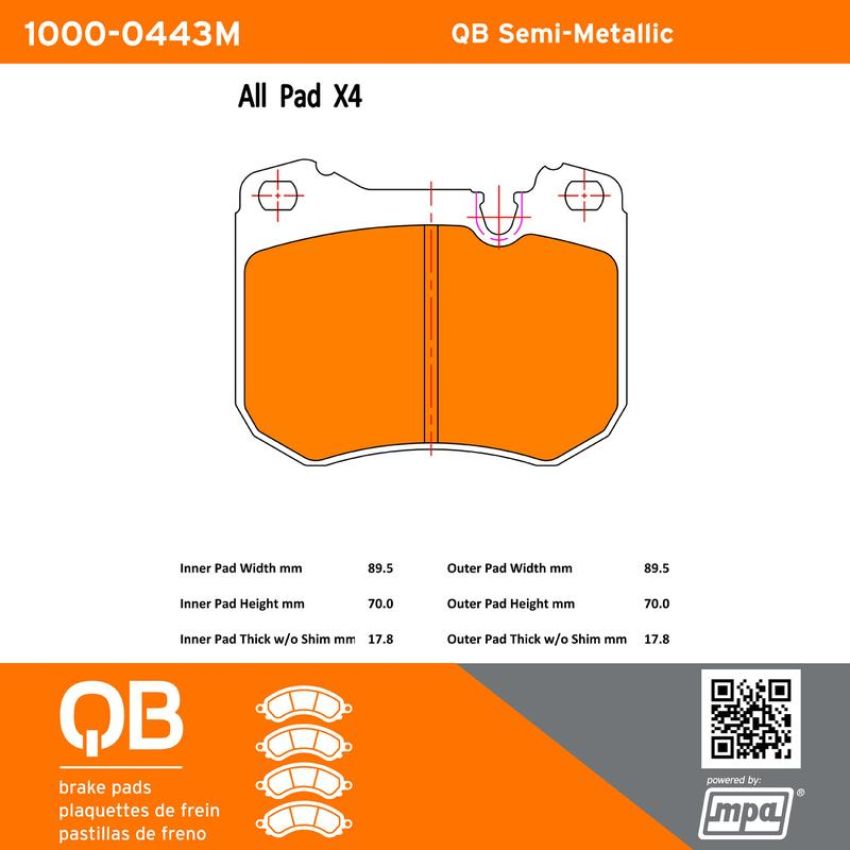 MPA 1000-0443M QB Semi-Metallic Brake Pads