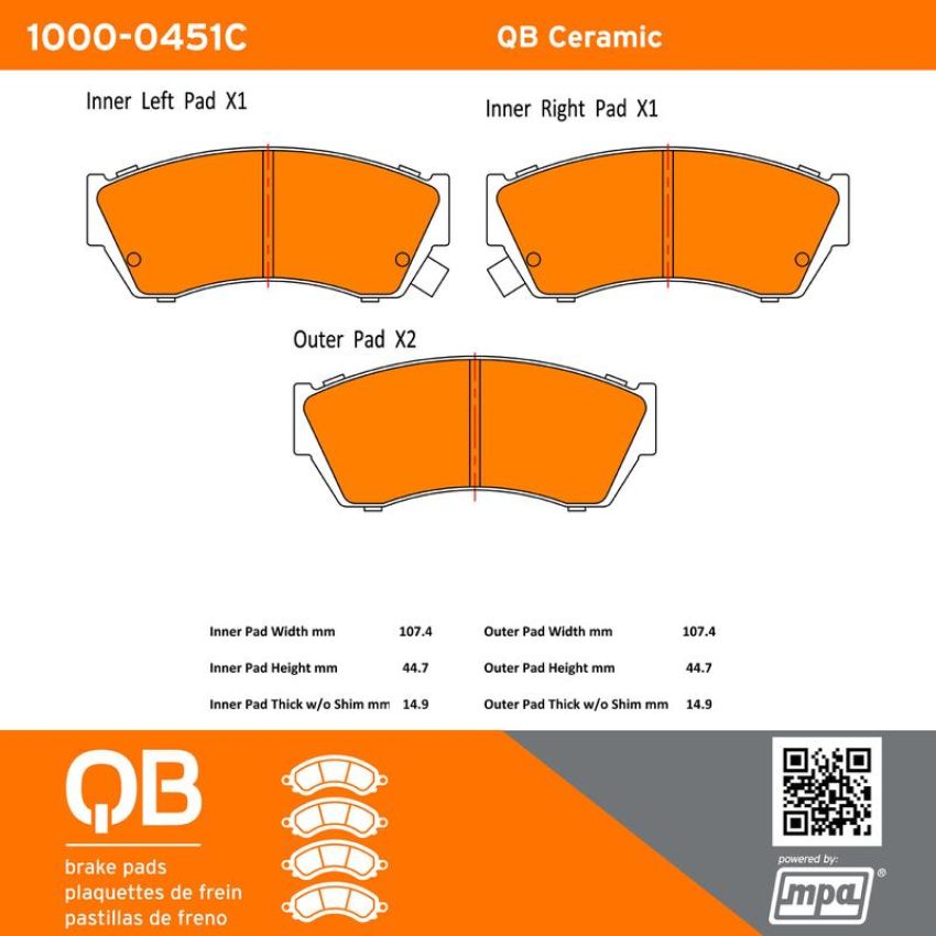 MPA 1000-0451C QB Ceramic Brake Pads