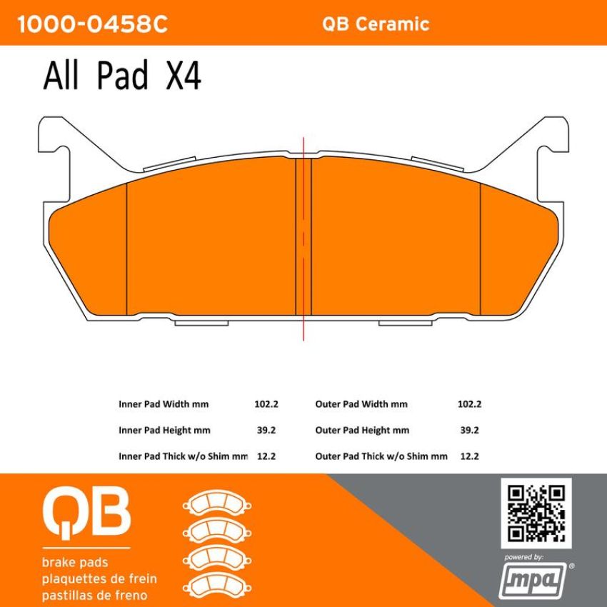 MPA 1000-0458C QB Ceramic Brake Pads
