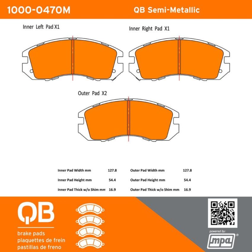 MPA 1000-0470M QB Semi-Metallic Brake Pads