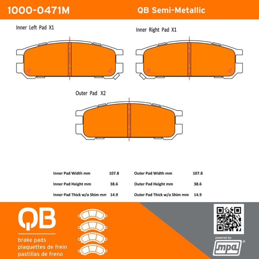 MPA 1000-0471M QB Semi-Metallic Brake Pads