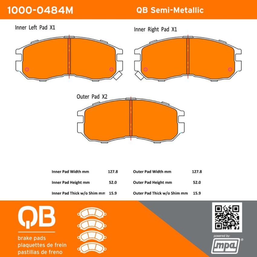 MPA 1000-0484M QB Semi-Metallic Brake Pads