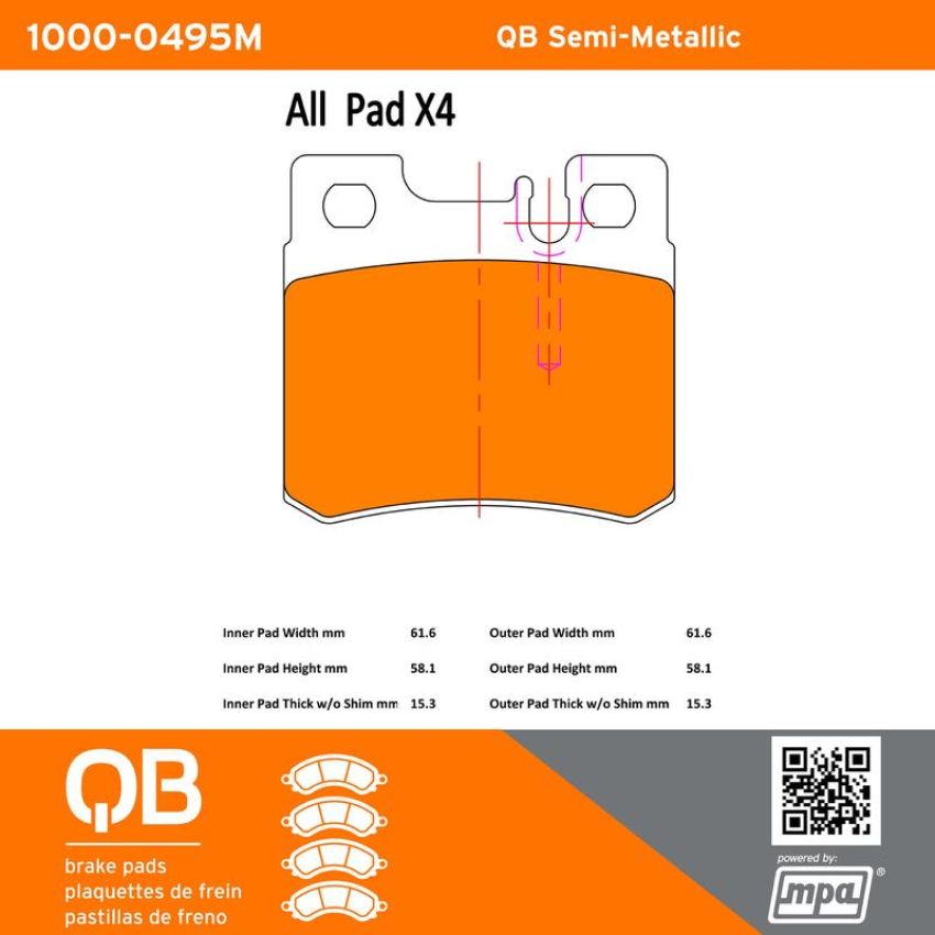 MPA 1000-0495M QB Semi-Metallic Brake Pads