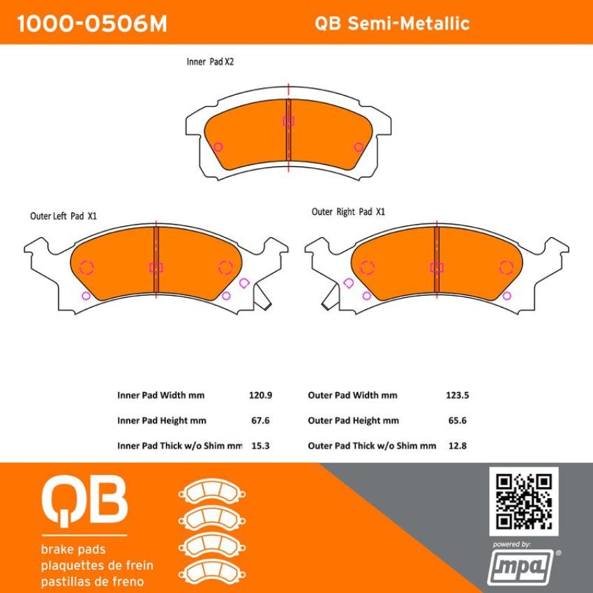 MPA 1000-0506M QB Semi-Metallic Brake Pads