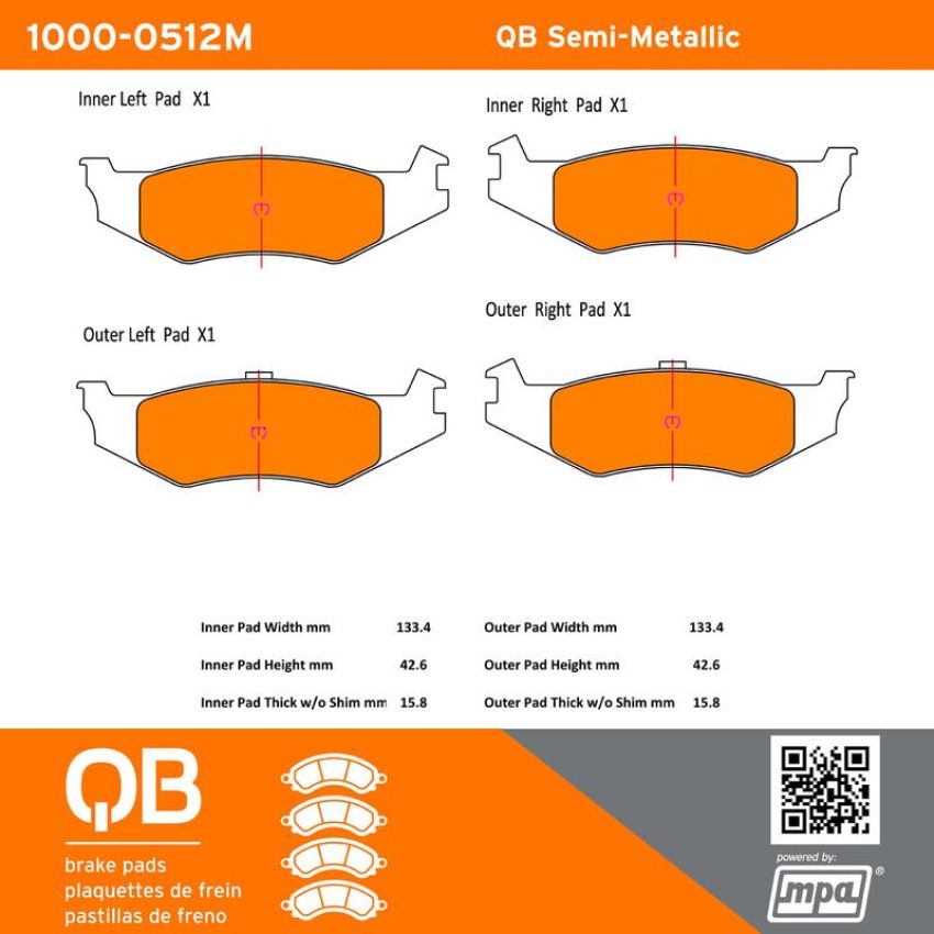 MPA 1000-0512M QB Semi-Metallic Brake Pads