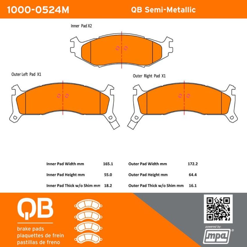 MPA 1000-0524M QB Semi-Metallic Brake Pads
