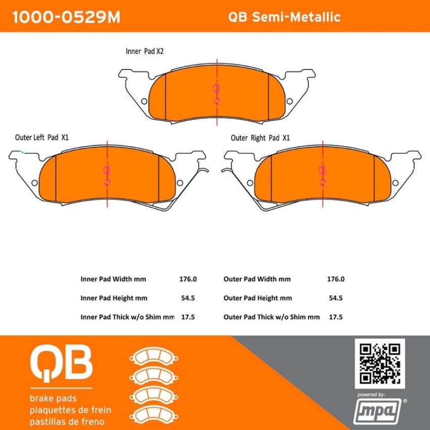 MPA 1000-0529M QB Semi-Metallic Brake Pads