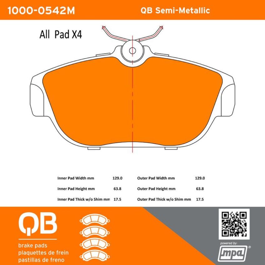 MPA 1000-0542M QB Semi-Metallic Brake Pads