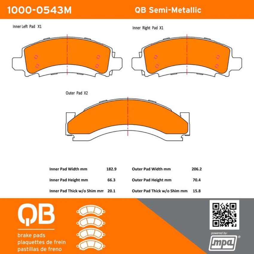 MPA 1000-0543M QB Semi-Metallic Brake Pads