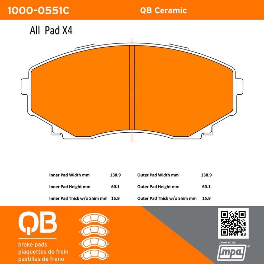 MPA 1000-0551C QB Ceramic Brake Pads