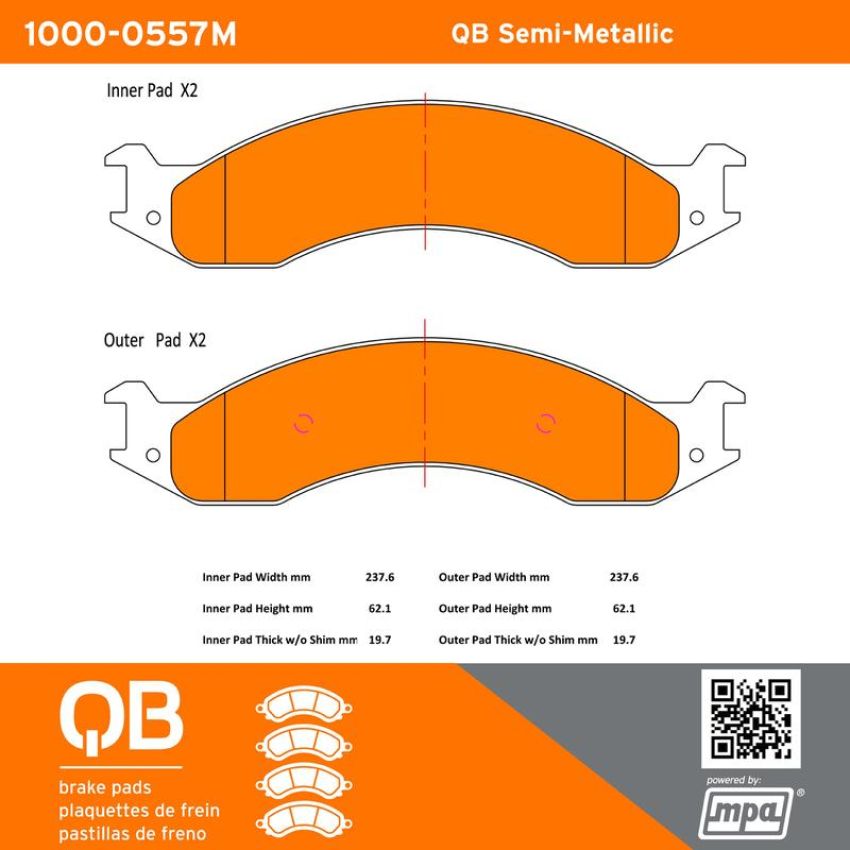MPA 1000-0557M QB Semi-Metallic Brake Pads