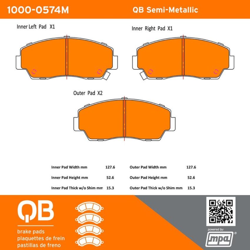 MPA 1000-0574M QB Semi-Metallic Brake Pads