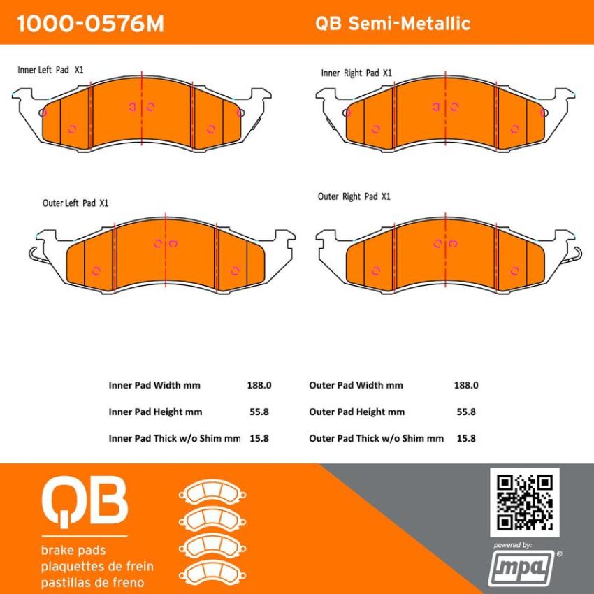 MPA 1000-0576M QB Semi-Metallic Brake Pads