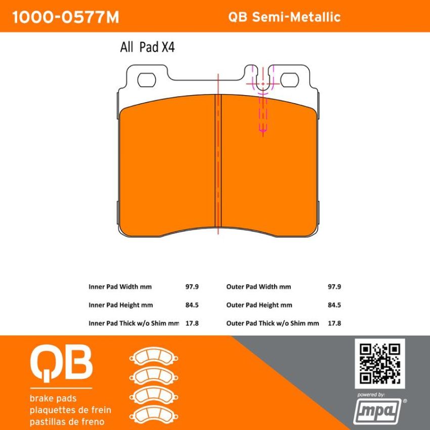 MPA 1000-0577M QB Semi-Metallic Brake Pads