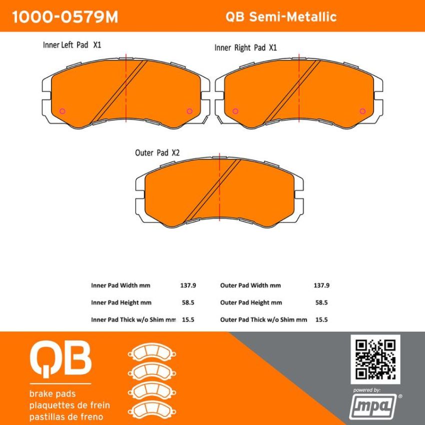 MPA 1000-0579M QB Semi-Metallic Brake Pads