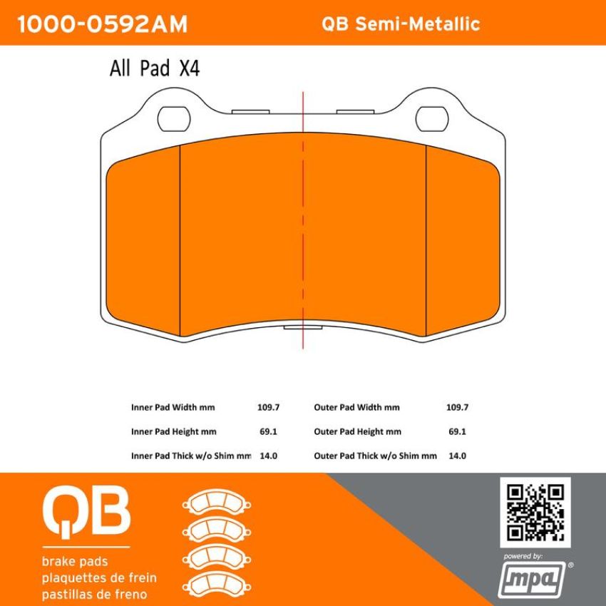 MPA 1000-0592AM QB Semi-Metallic Brake Pads