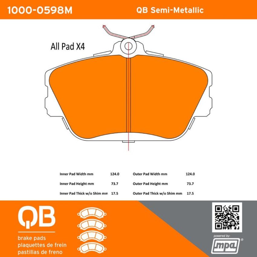 MPA 1000-0598M QB Semi-Metallic Brake Pads