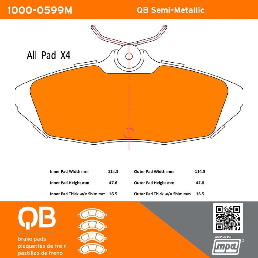 MPA 1000-0599M QB Semi-Metallic Brake Pads