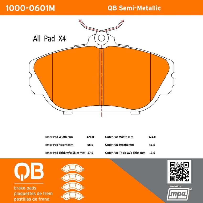MPA 1000-0601M QB Semi-Metallic Brake Pads