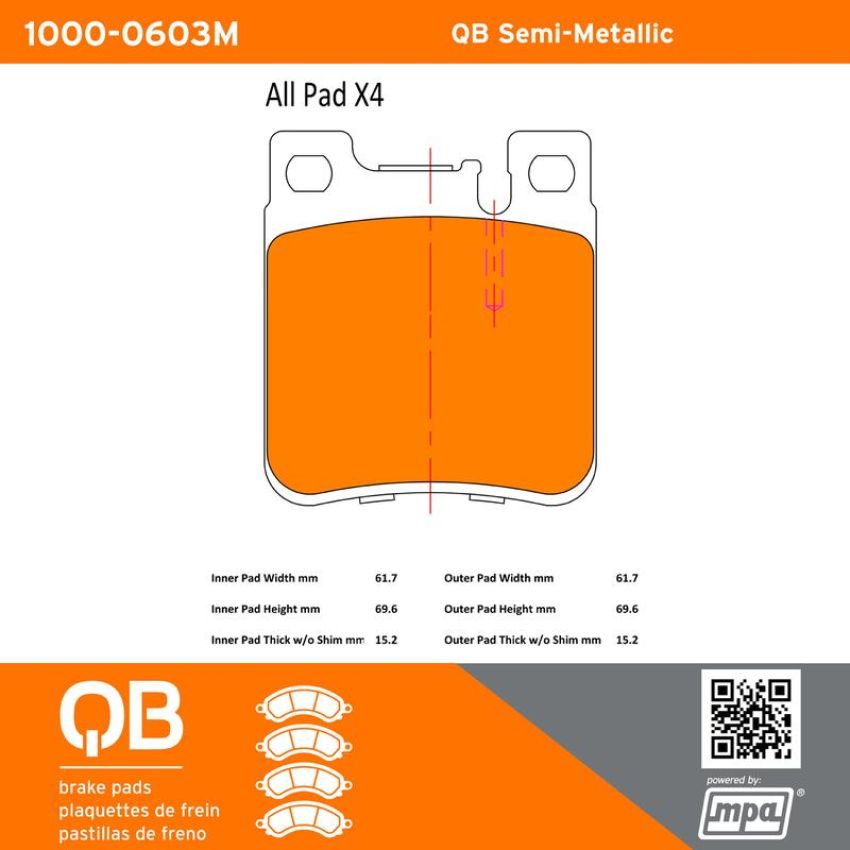 MPA 1000-0603M QB Semi-Metallic Brake Pads