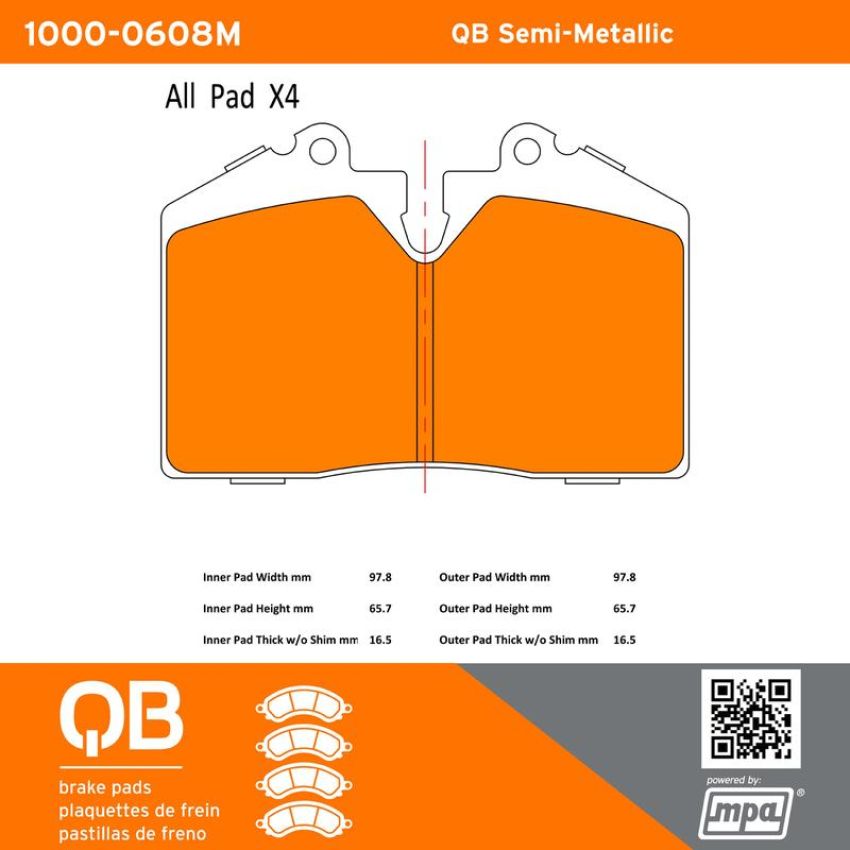 MPA 1000-0608M QB Semi-Metallic Brake Pads
