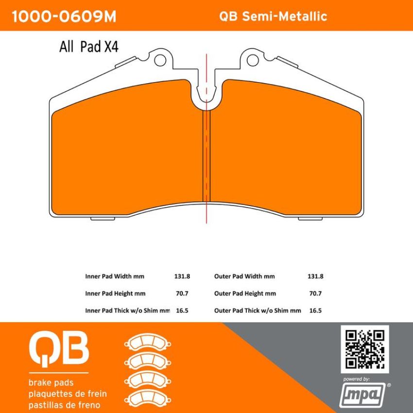 MPA 1000-0609M QB Semi-Metallic Brake Pads