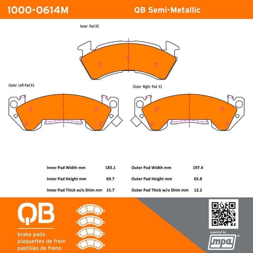MPA 1000-0614M QB Semi-Metallic Brake Pads