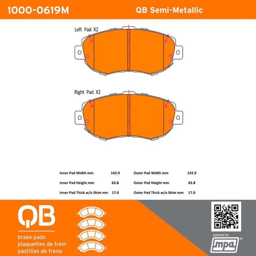 MPA 1000-0619M QB Semi-Metallic Brake Pads