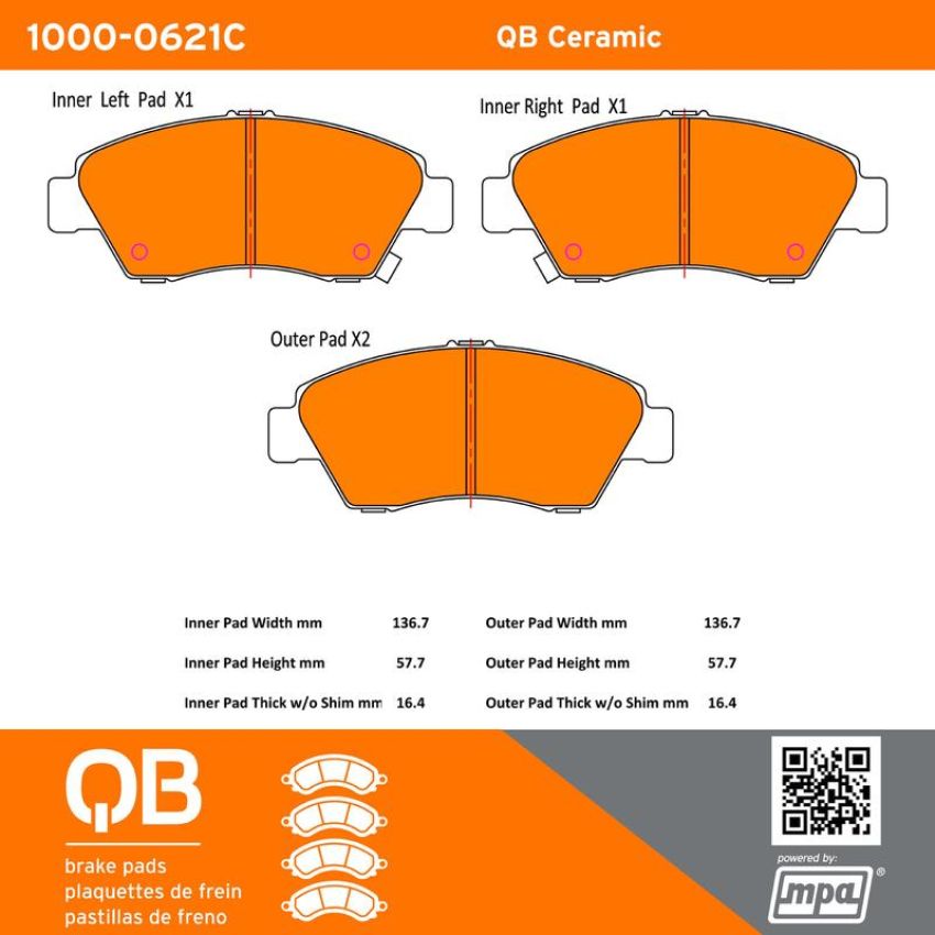 MPA 1000-0621C QB Ceramic Brake Pads
