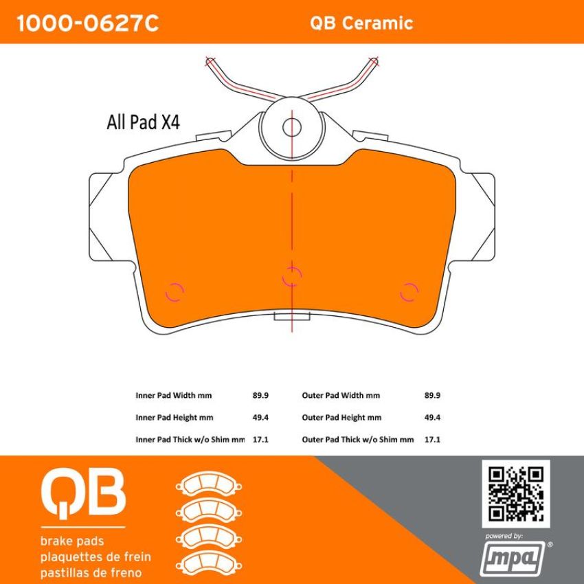 MPA 1000-0627C QB Ceramic Brake Pads