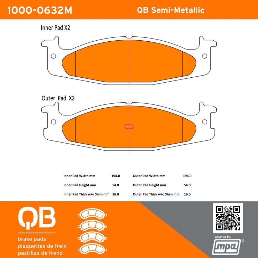 MPA 1000-0632M QB Semi-Metallic Brake Pads