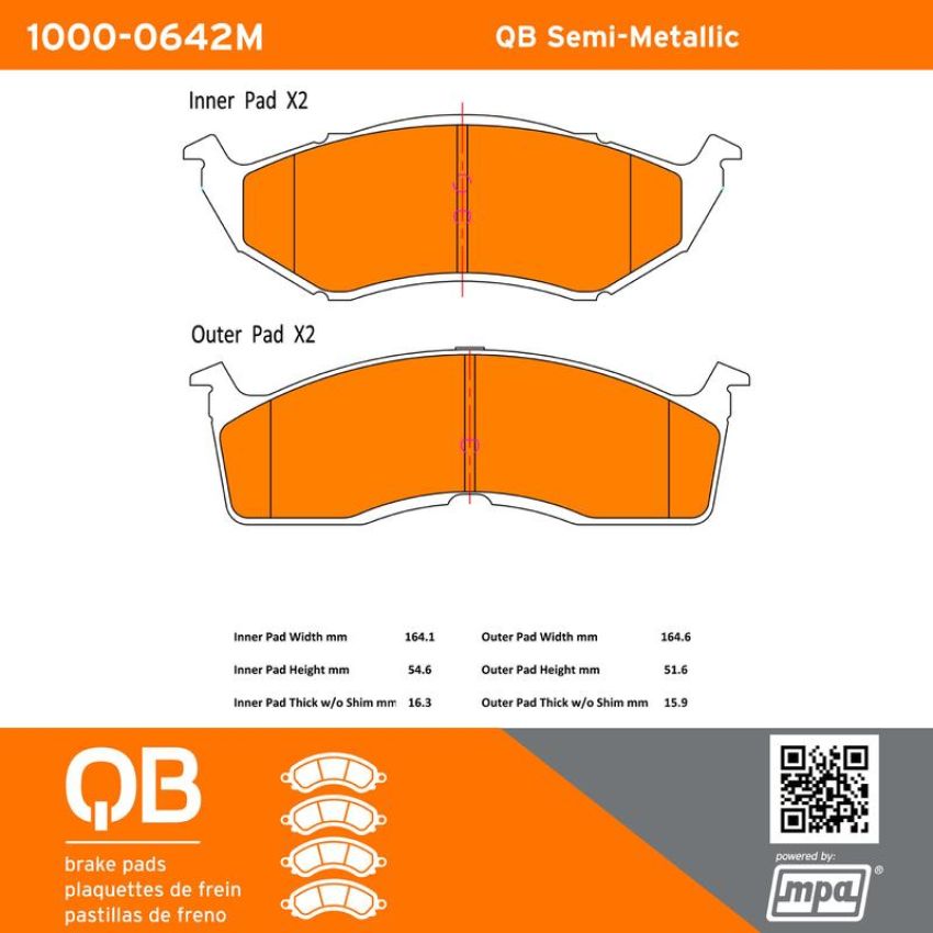 MPA 1000-0642M QB Semi-Metallic Brake Pads