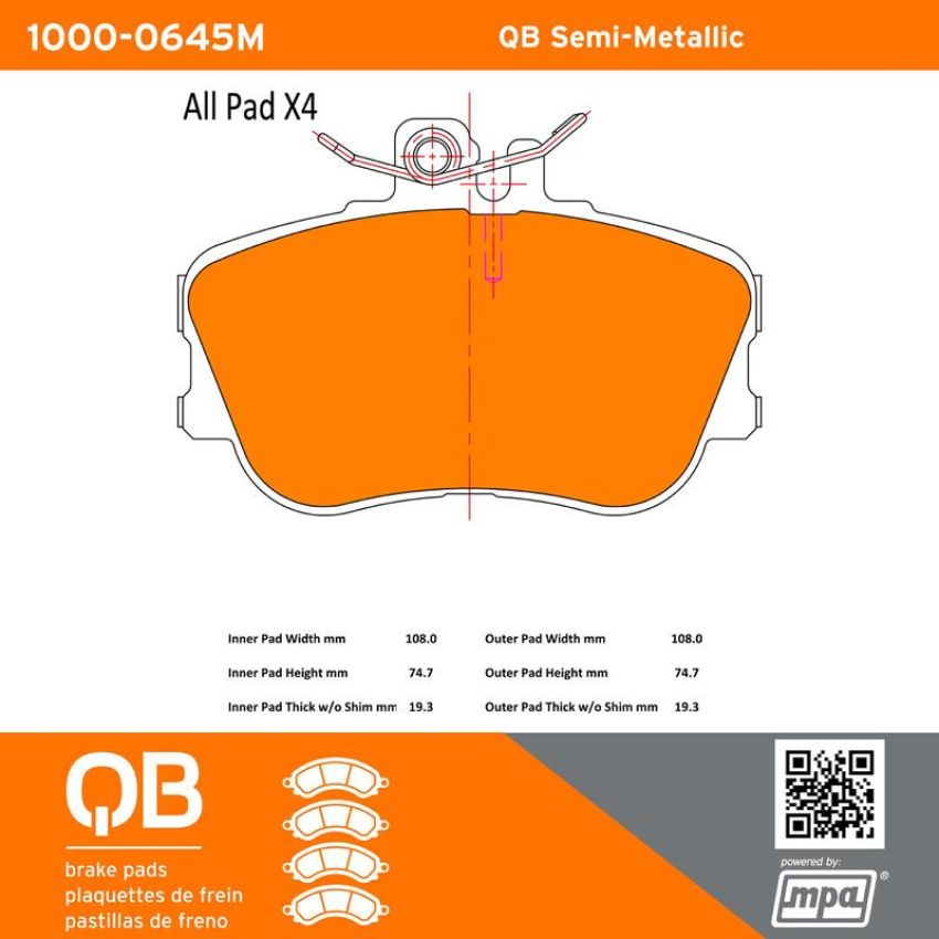 MPA 1000-0645M QB Semi-Metallic Brake Pads