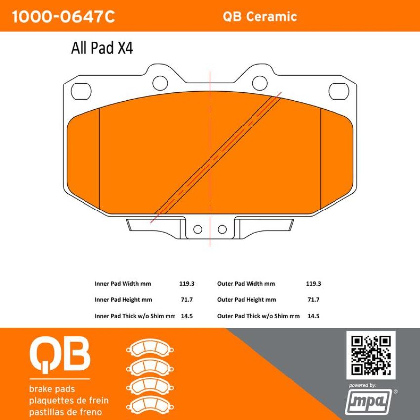 MPA 1000-0647C QB Ceramic Brake Pads