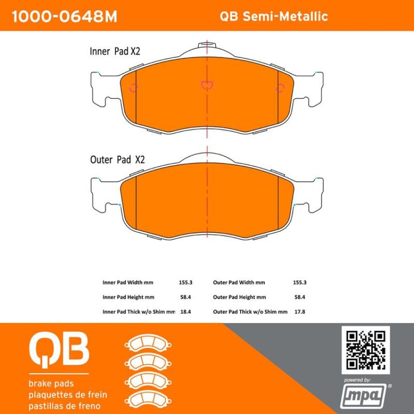 MPA 1000-0648M QB Semi-Metallic Brake Pads