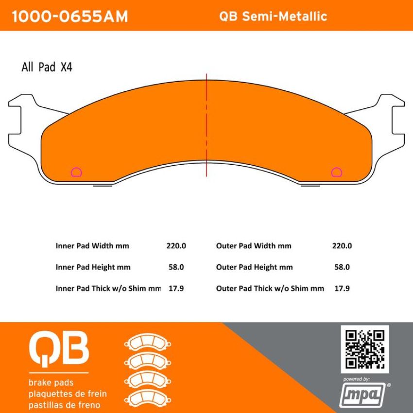 MPA 1000-0655AM QB Semi-Metallic Brake Pads