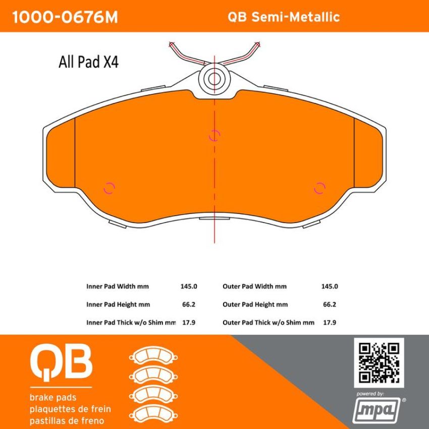 MPA 1000-0676M QB Semi-Metallic Brake Pads