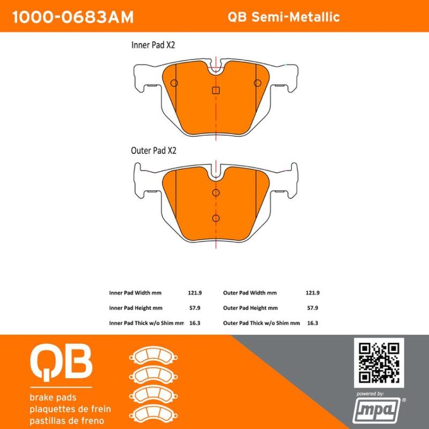MPA 1000-0683AM QB Semi-Metallic Brake Pads