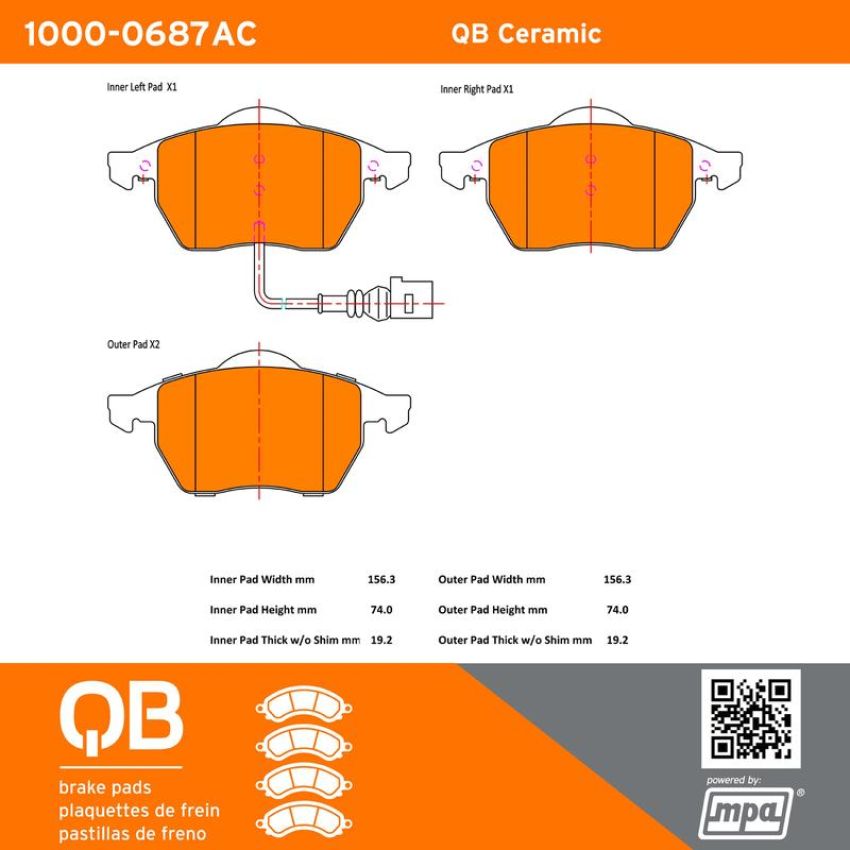 MPA 1000-0687AC QB Ceramic Brake Pads