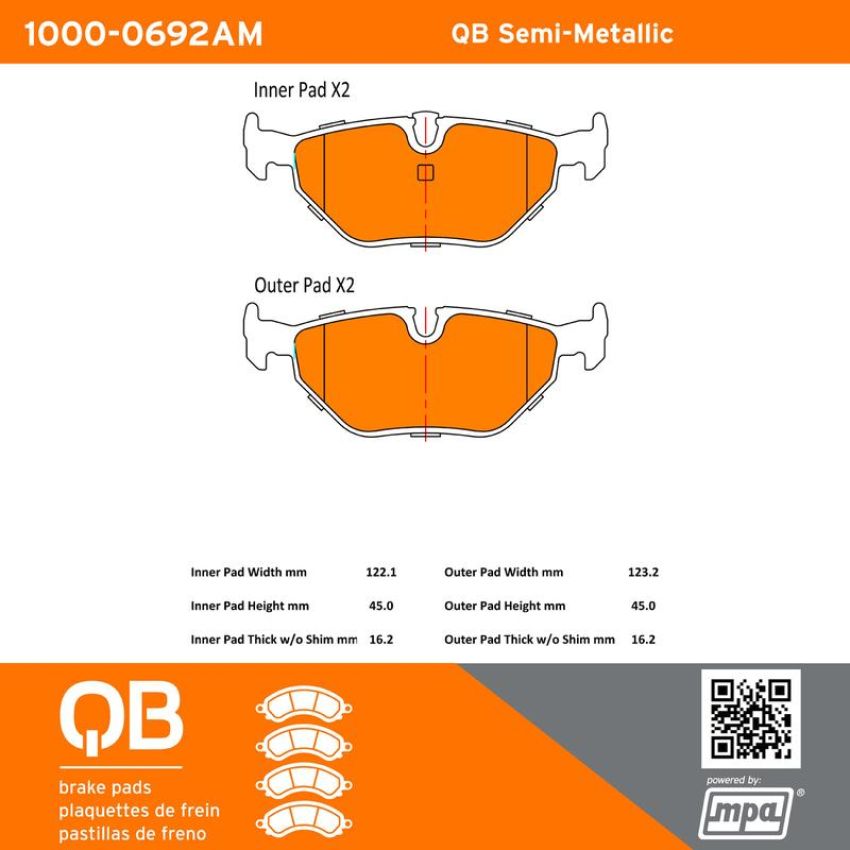 MPA 1000-0692AM QB Semi-Metallic Brake Pads