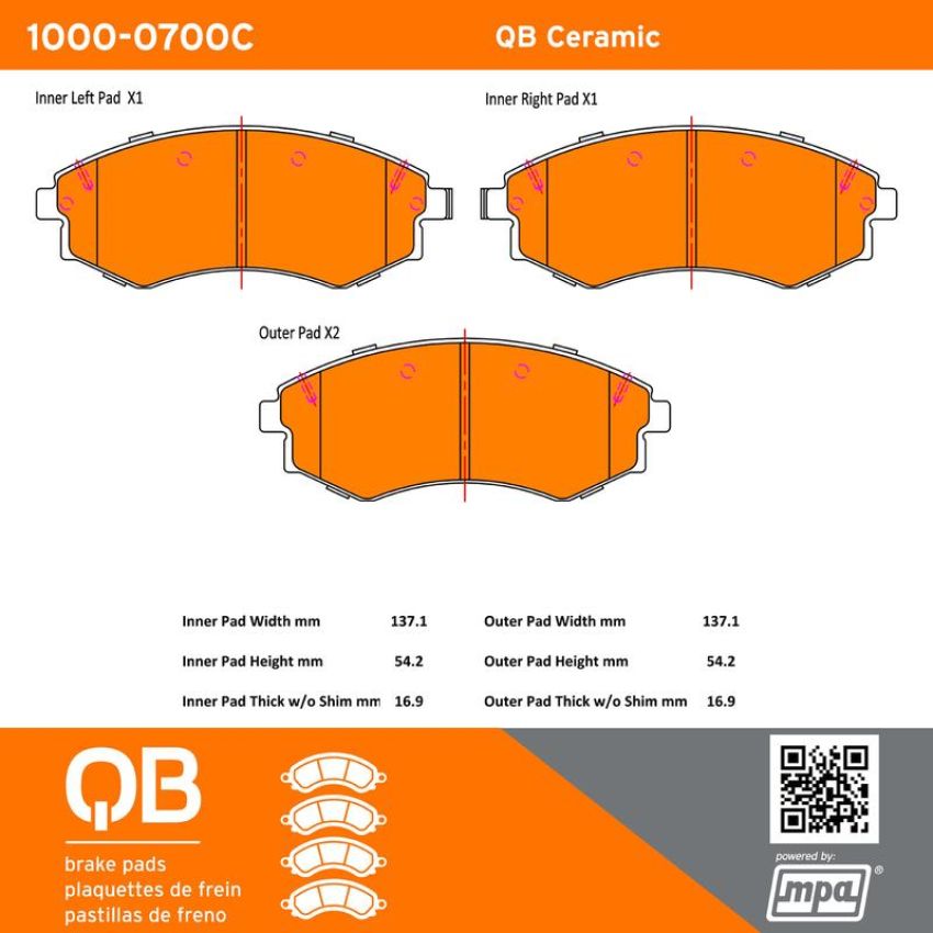 MPA 1000-0700C QB Ceramic Brake Pads
