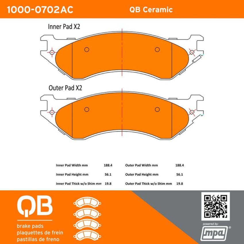 MPA 1000-0702AC QB Ceramic Brake Pads